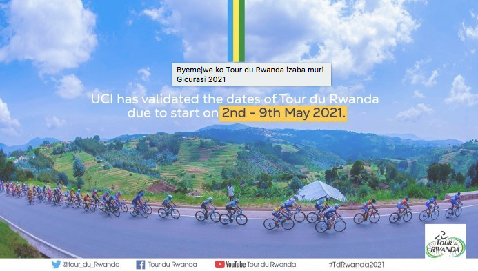  Byemejwe ko Tour du Rwanda izaba muri Gicurasi 2021