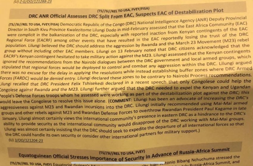  Pentagon leaks: DR Congo intel agency eyes FDLR to force regime change in Rwanda